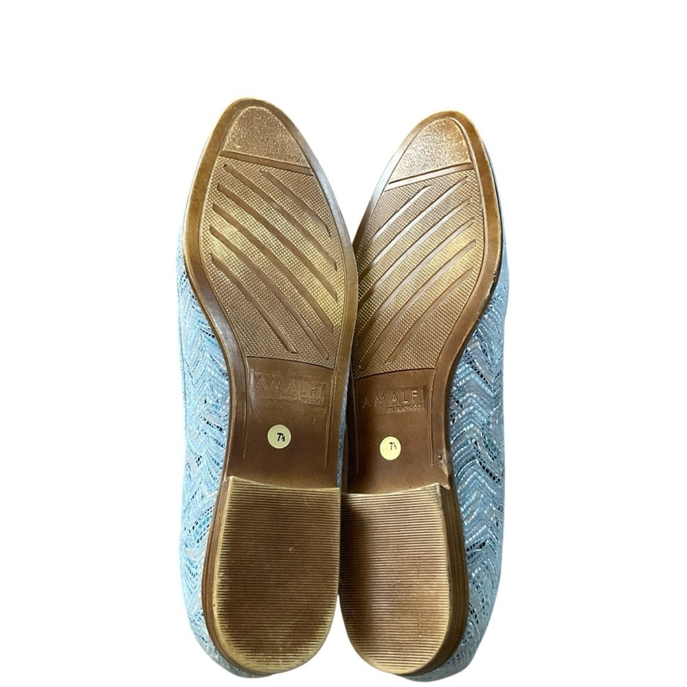 Amalfi by Rangoni Blue Woven Leather Slip-On Pumps 7.5 Narrow Made in Italy - Picture 5 of 10
